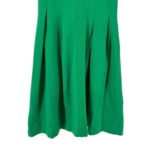 Gianni Bini Dress S Solid Green Sleeveless Box Pleated Knee Length Round Neck - Picture 3 of 6